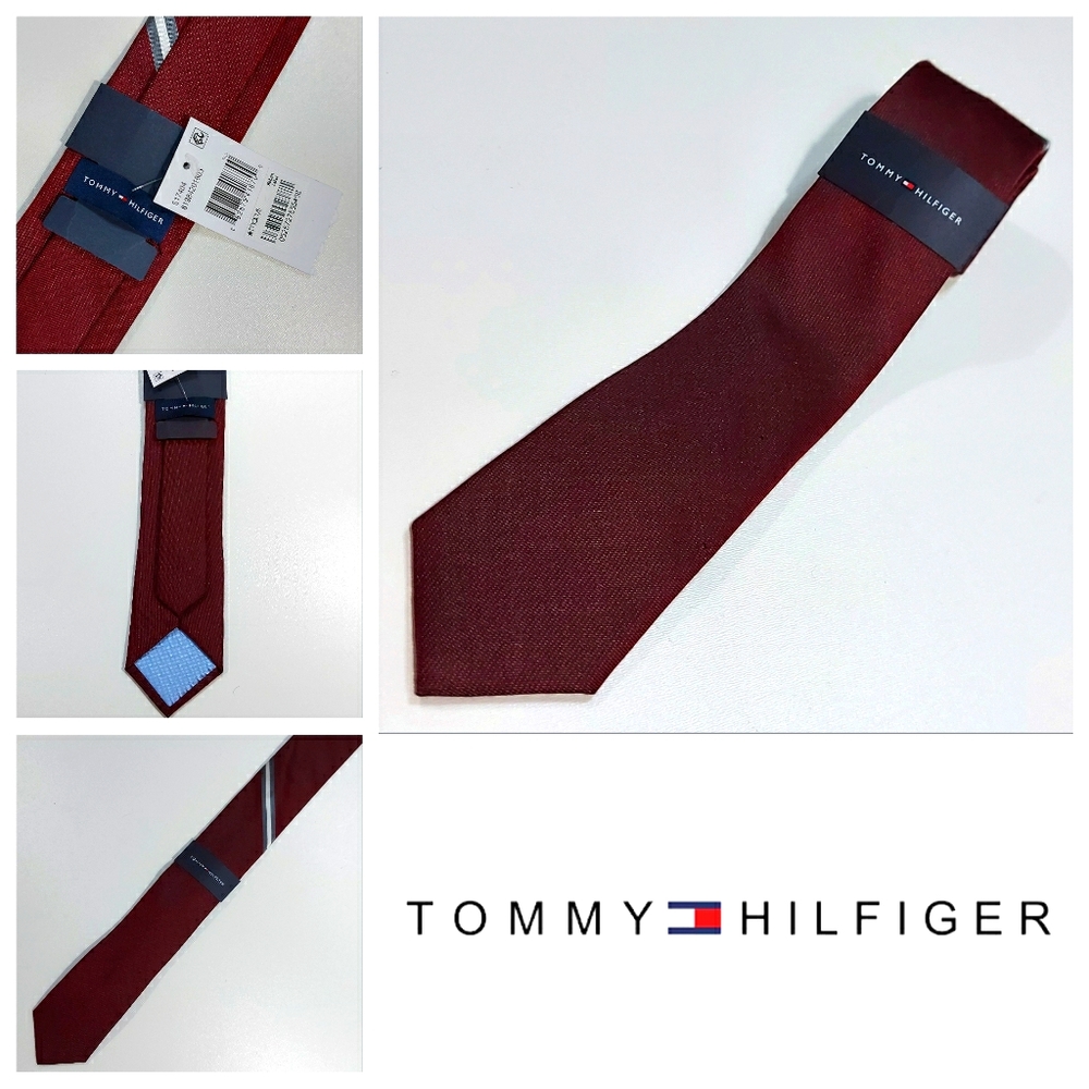 Tommy Hilfiger Burgundy Signature Stripe Neck Tie